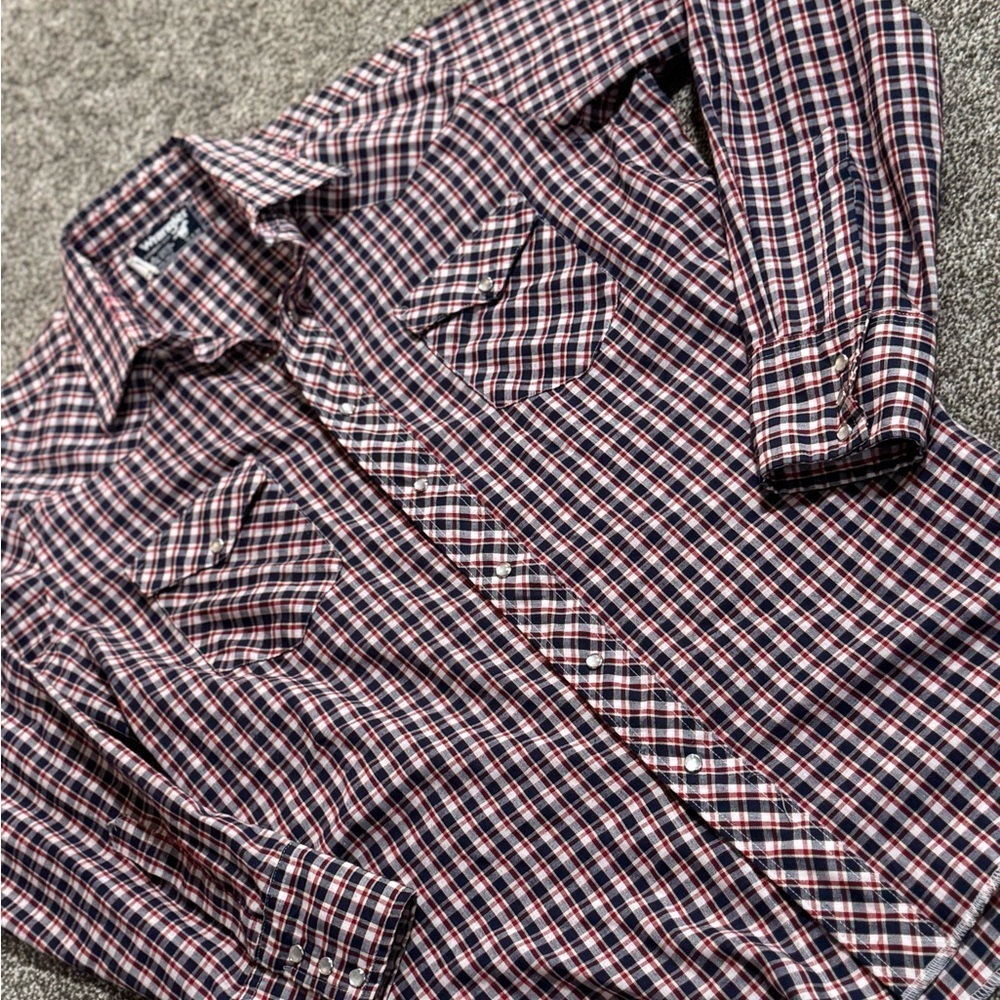 Wrangler Western Shirt Vintage Cowboy Cut Button Up Snap Shirt Size 16 | 34 - Picture 2 of 5